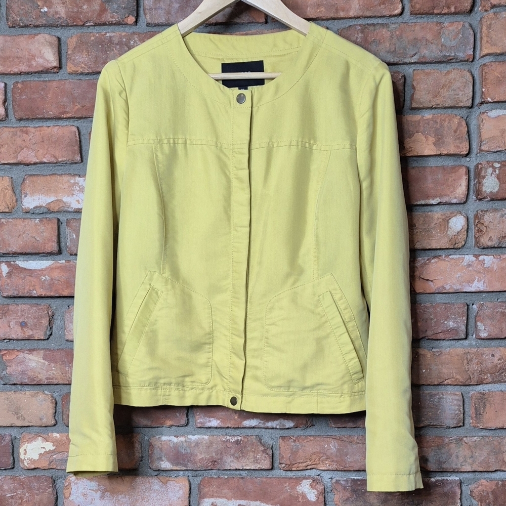 Jacob Modal Blend Chartreuse Lightweight Jacket Lined Minimalist Chic Size L
